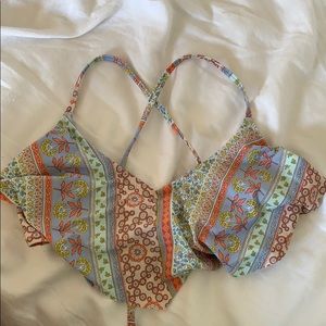 flounce multicolor bikini top